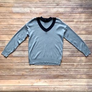 🛍Topshop Blue V-Neck Choker Sweater